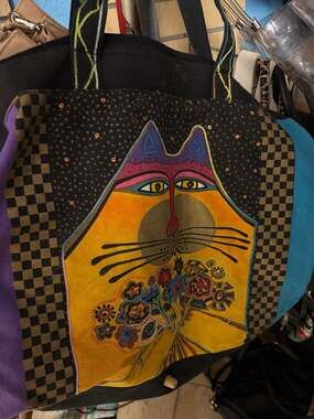 Laurel Burch Kitty Cat Feline Purse Shoulder Bag Handbag Wood Tag Tree Ornament